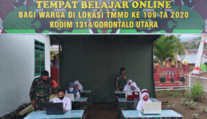 Dansatgas TMMD Fasilitasi Tempat Belajar Online