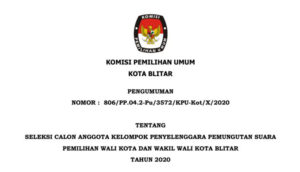 Pengumuman Seleksi KPPS Pemilihan Walikota dan Wakil Walikota Blitar 2020