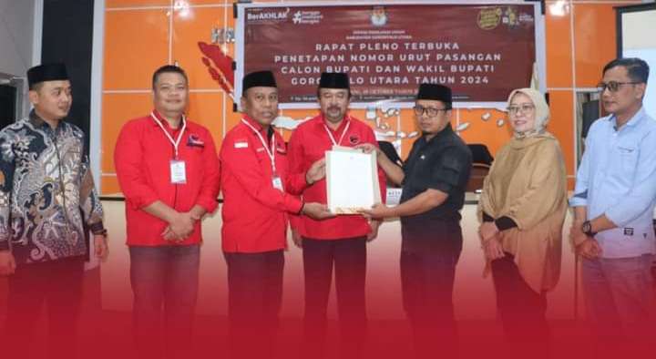 Gelar Rapat Pleno Terbuka, KPU Gorontalo Utara Tetapkan Nomor Urut Pasangan Calon Bupati