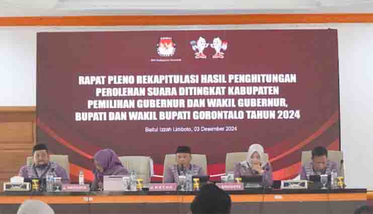 KPU Kabupaten Gorontalo Gelar Rapat Pleno Rekapitulasi Hasil Perhitungan Suara