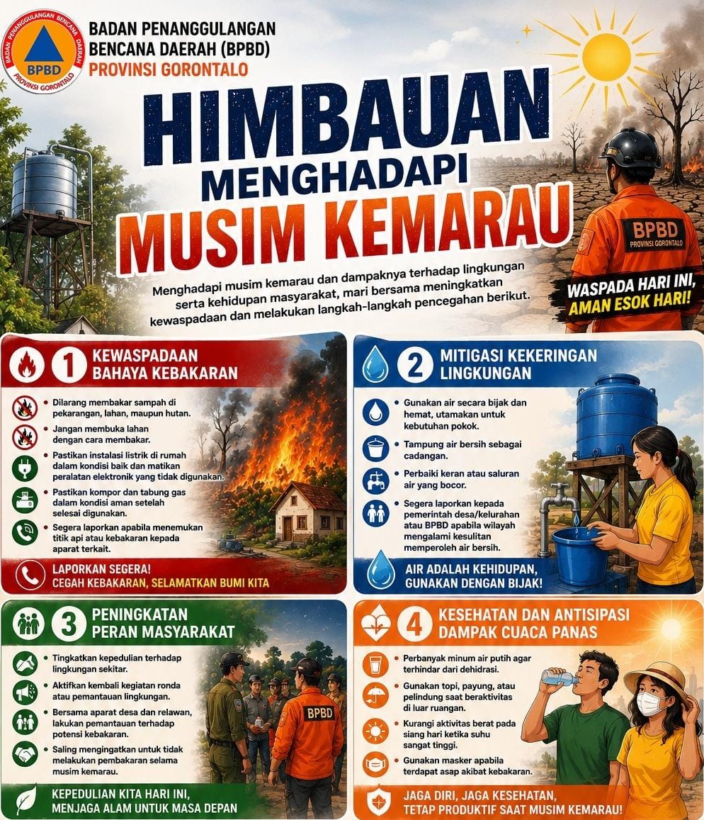 BPBD Gorontalo Rilis Langkah-Langkah Mitigasi Bencana dan Kebakaran