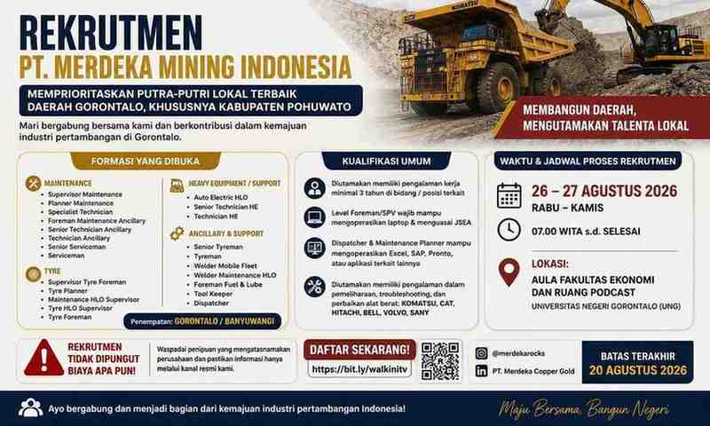 Disnaker ESDM Gorontalo Kawal Rekrutmen PT Merdeka Mining, Prioritaskan Talenta Lokal