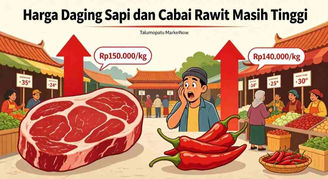 Perbandingan Harga Pangan di Pasar Talumopatu: Protein Hewani dan Cabai Tinggi, Sayuran Lebih Terjangkau